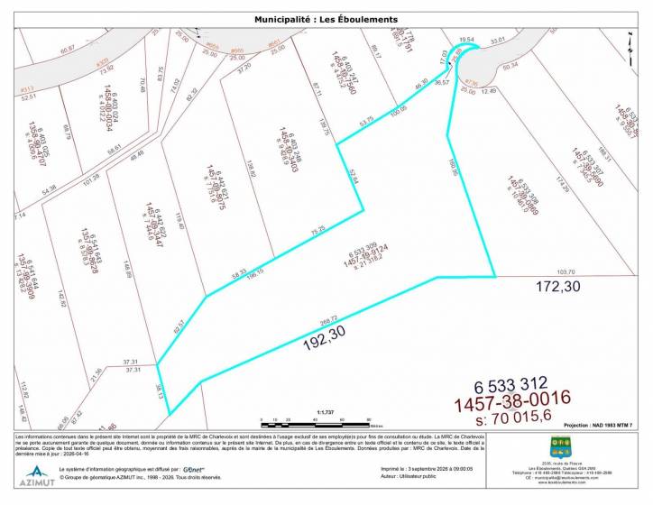 9 - Terrain et terre à vendre, Les Éboulements (Code - eb334, Charlevoix)